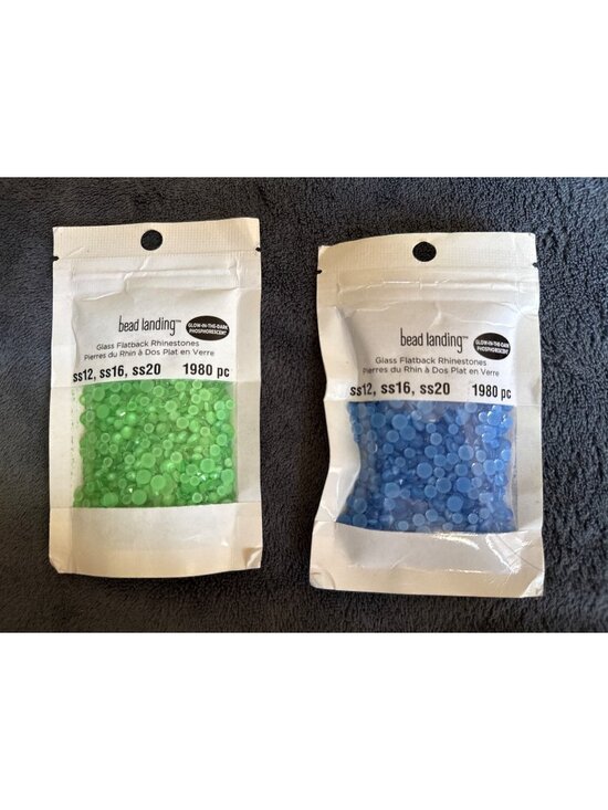 Bead Landing Other - Bead Landing Glow-In-The-Dark Glass Flatback Rhinestones Neon Green & Blue SS12/